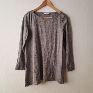 J. Jill PureJill Black White Microstripe Asymmetrical Seam Long Sleeve Tunic Top